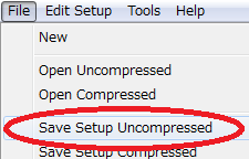 「Save Setup Uncompressed」を選択