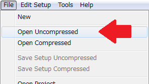 「Open Uncompressed」を選択